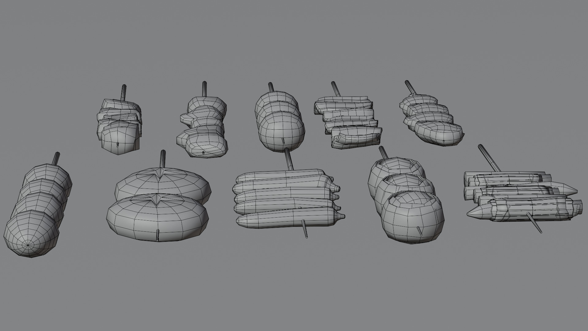 10-piece yakitori model asset Low-poly 3D model_20