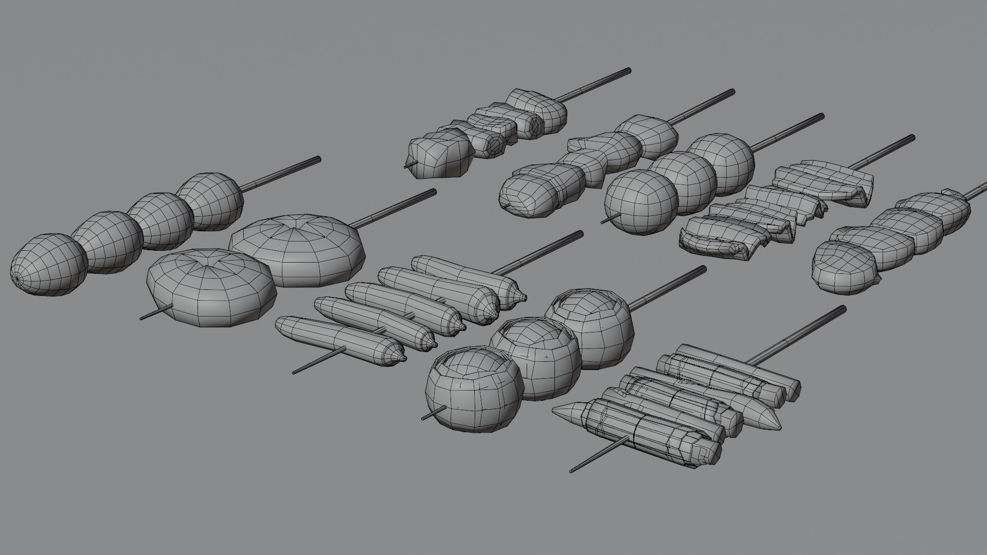 10-piece yakitori model asset Low-poly 3D model_21