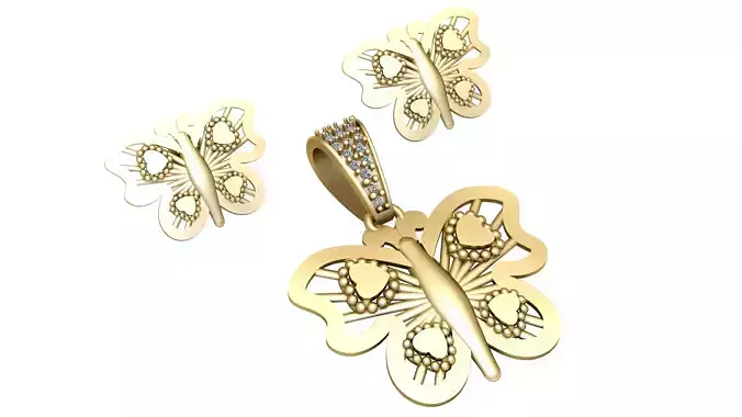 BUTTERFLY DESIGN LOCKET SET 3D PRINTABLE MODEL 