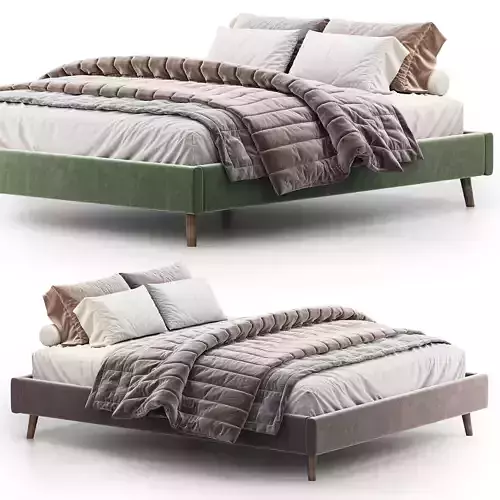 Bran-2160 Bed Velvet Beige