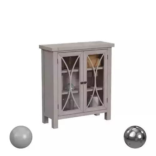 Bayside Wood C Design 2 Door Cabinet with Plain Glass Low-poly 3D model