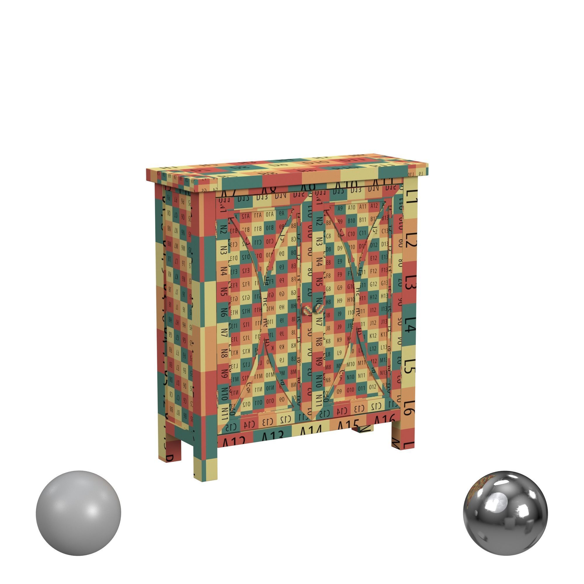 Bayside Wood C Design 2 Door Cabinet with Plain Glass Low-poly 3D model_2