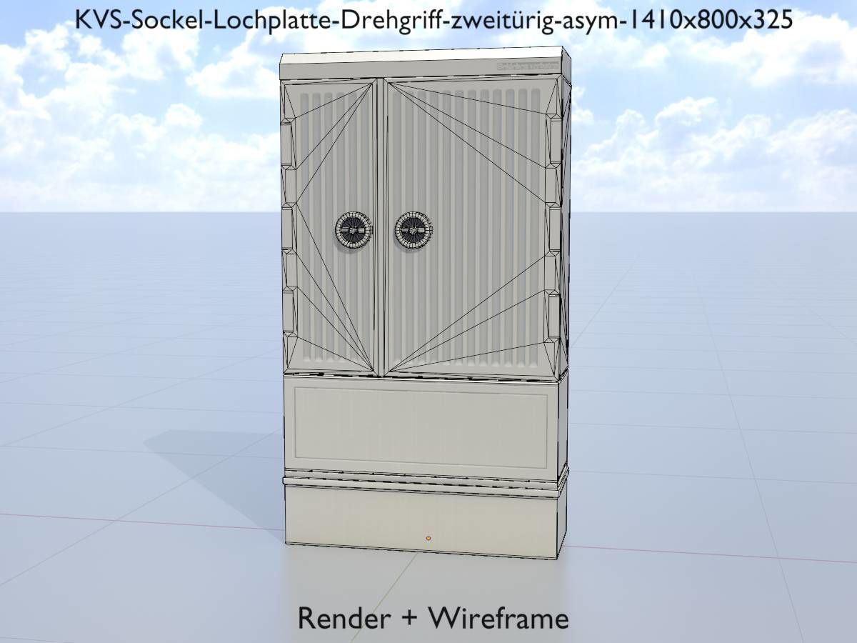 Cable distribution box twist handle 2 door asym 1410x800x325 Low-poly 3D model_5