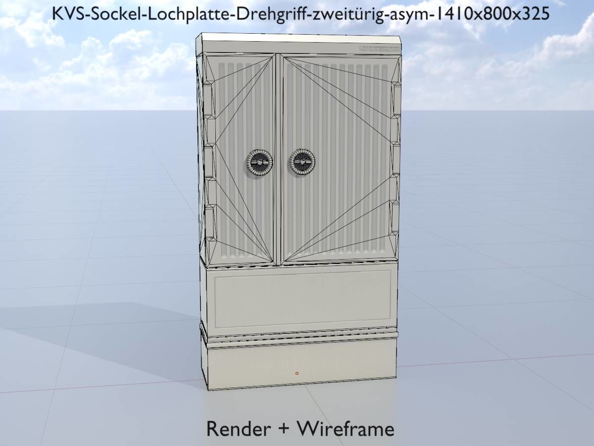Cable distribution box twist handle 2 door asym 1410x800x325 Low-poly 3D model_8