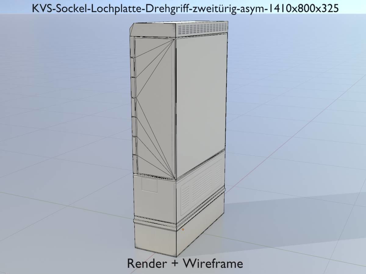 Cable distribution box twist handle 2 door asym 1410x800x325 Low-poly 3D model_6