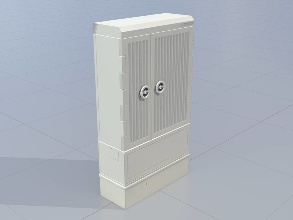 Cable distribution box twist handle 2 door asym 1410x800x325 Low-poly 3D model_4