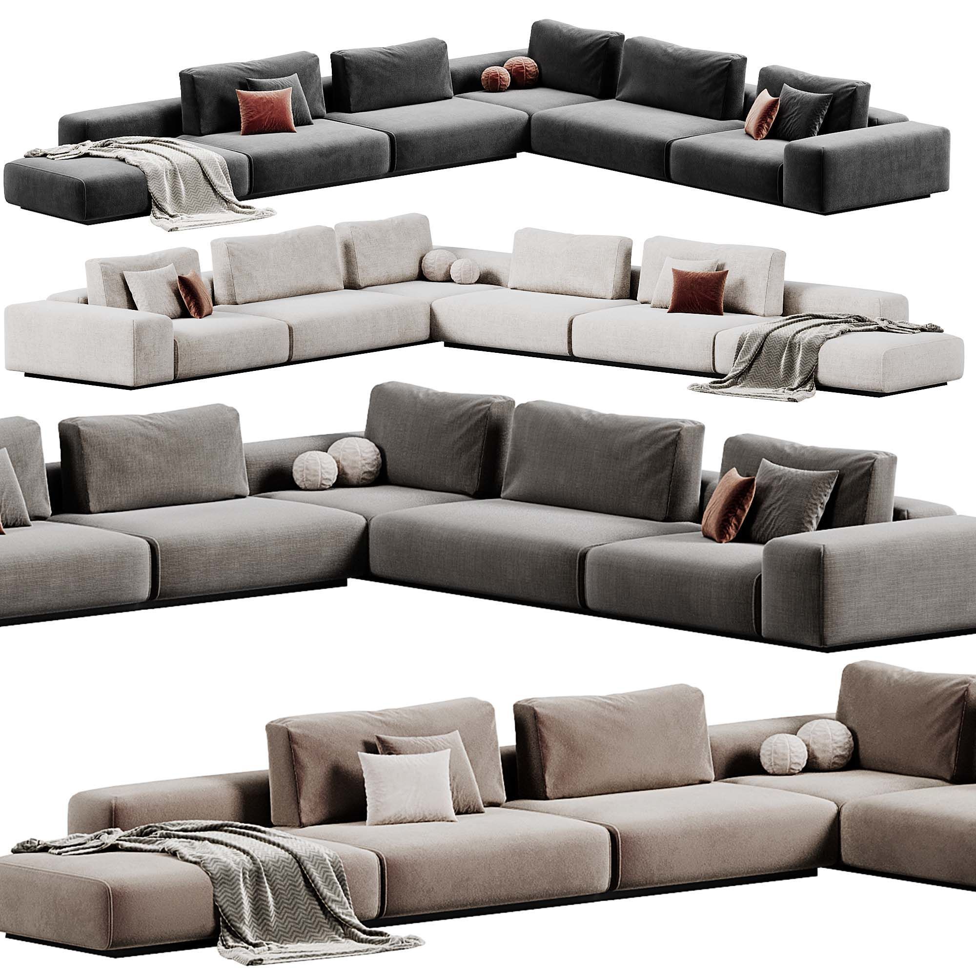 Monsieur Modular Sofa By Baxter 3D model_2
