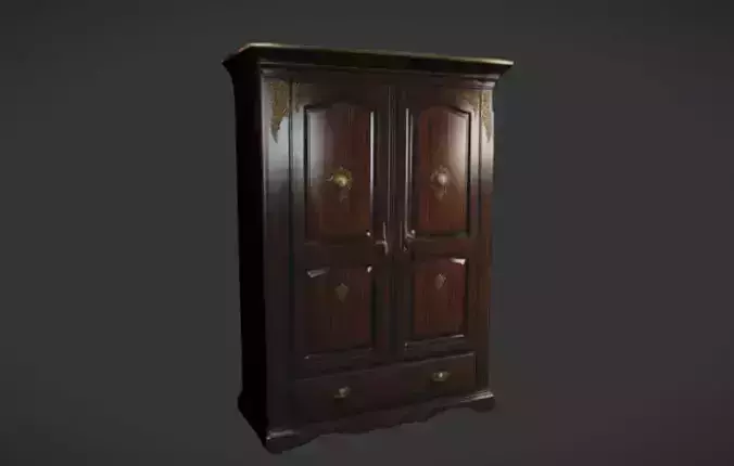 Wooden Wardrobe 3D Game Ready Model