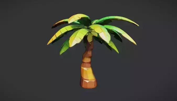 Low Poly cartoon style palm tree 