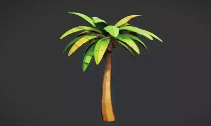 Low Poly cartoon-style palm tree 