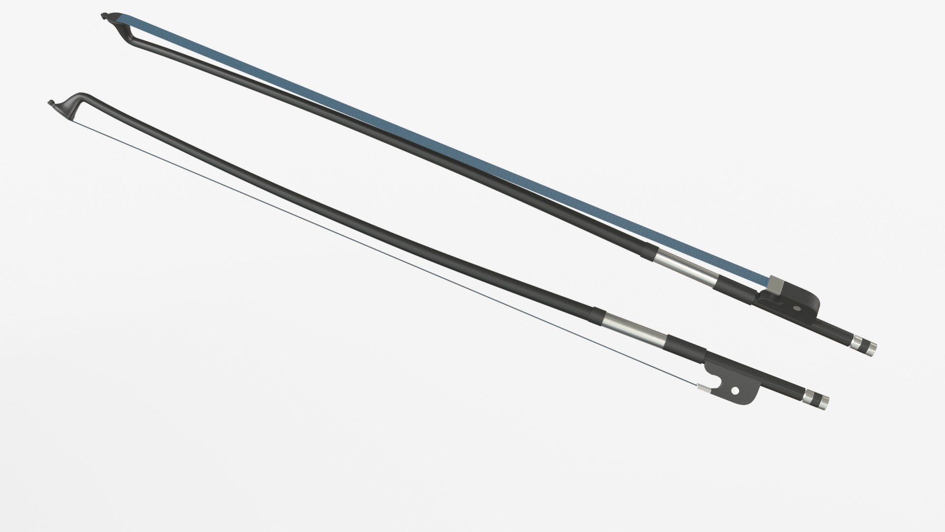 Black Carbon Fiber Double Bass with Bow 3D model_8