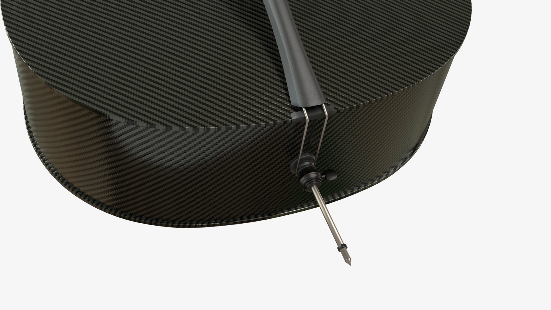 Black Carbon Fiber Double Bass with Bow 3D model_5