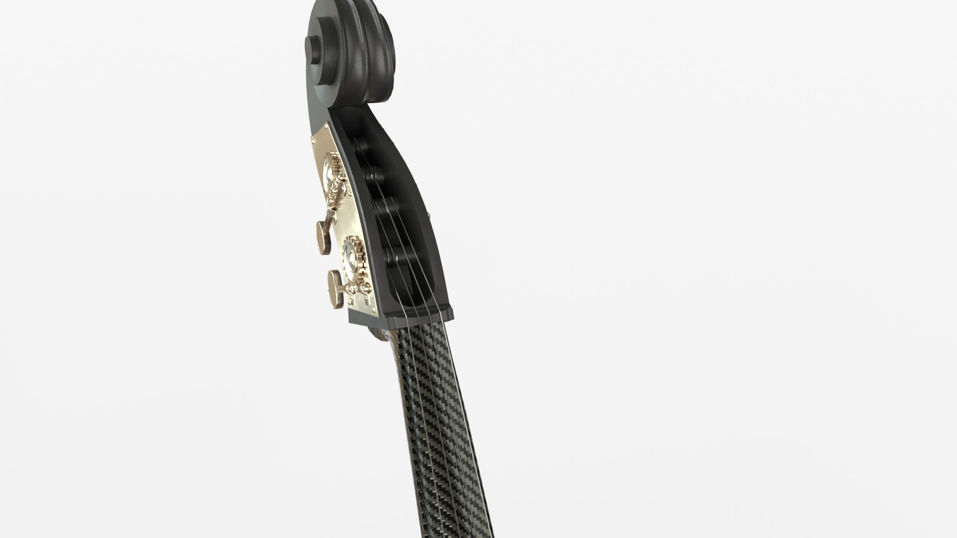 Black Carbon Fiber Double Bass with Bow 3D model_7