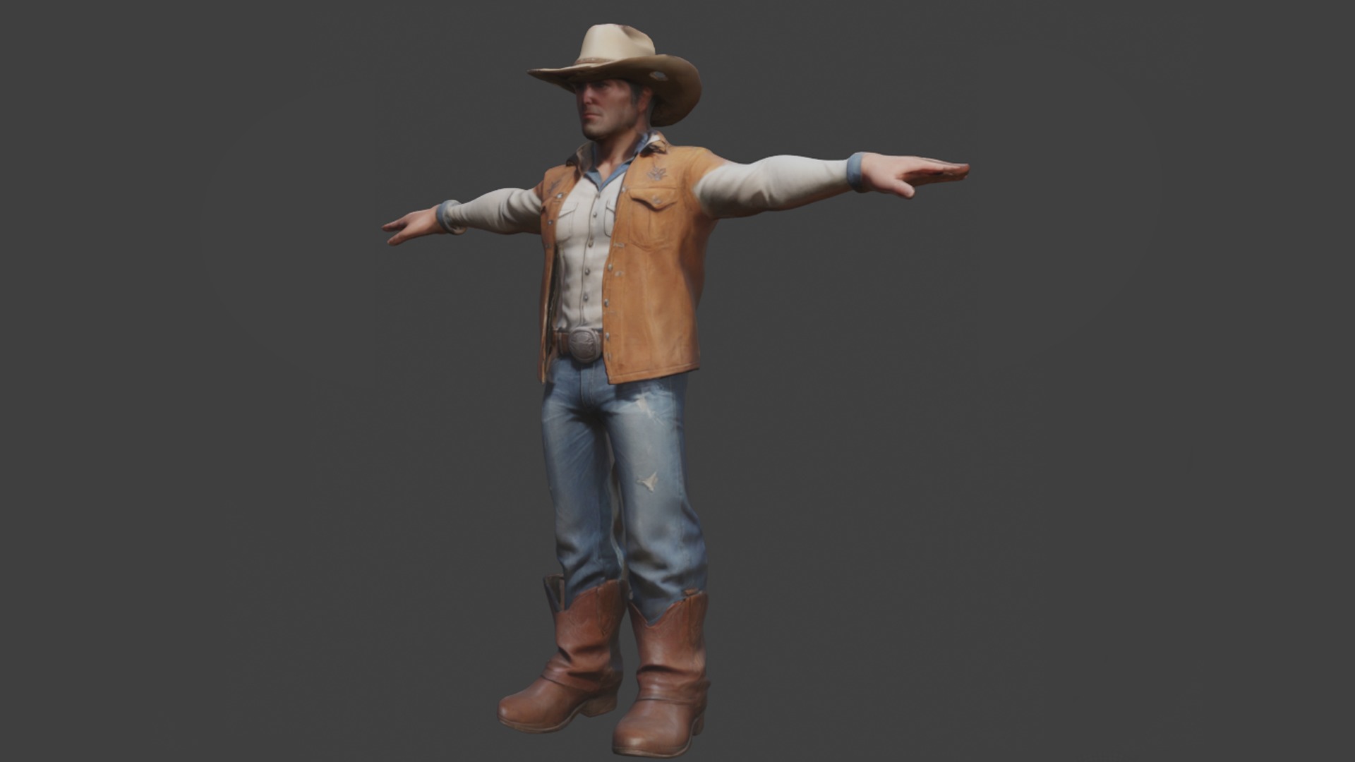 Cowboy2 Low-poly 3D model_1
