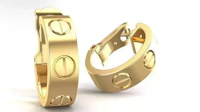 Hoop Gold Earrings Classic Model 3D print model