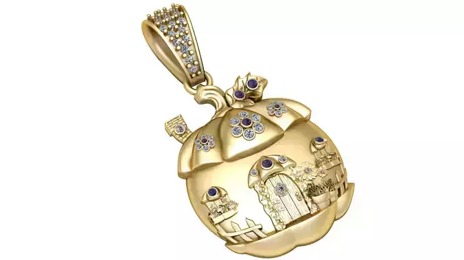 PUMPKIN DESIGN HOUSE PENDANT 3D PRINTABLE MODEL