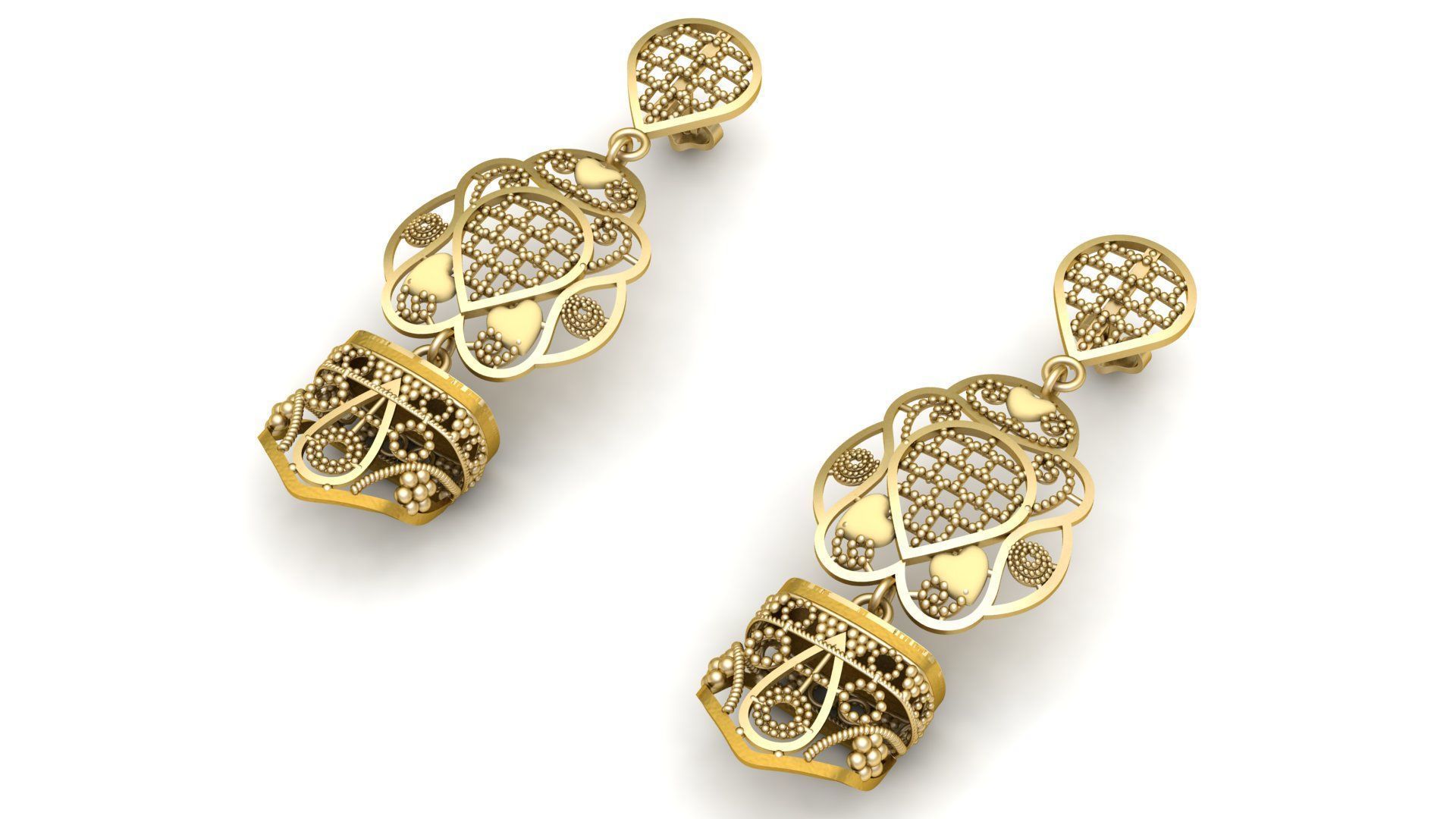 PRECIOUS INDIAN EARRING 3D PRINTABLE MODEL  3D print model_3