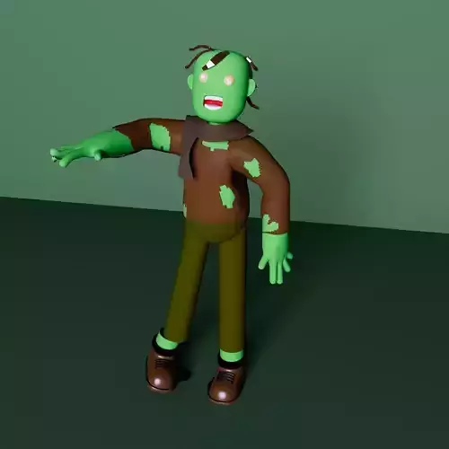 Low Poly Zombie Rigged 3D Model Game Ready Low-poly 3D model
