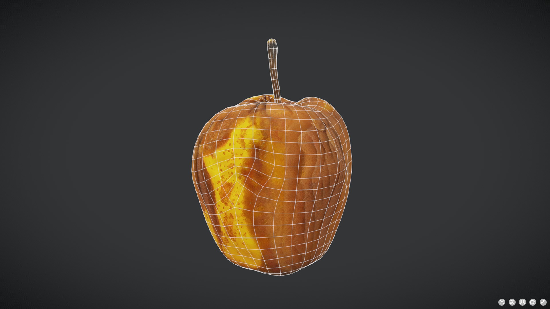 Rotten Apple Low-poly 3D model_2