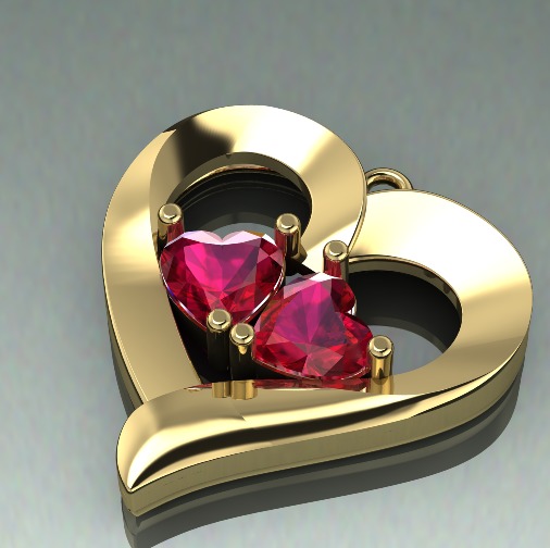 Heart pendant N011245 3D print model_1