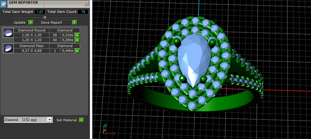 Ring with pear stone N011224 3D print model_9
