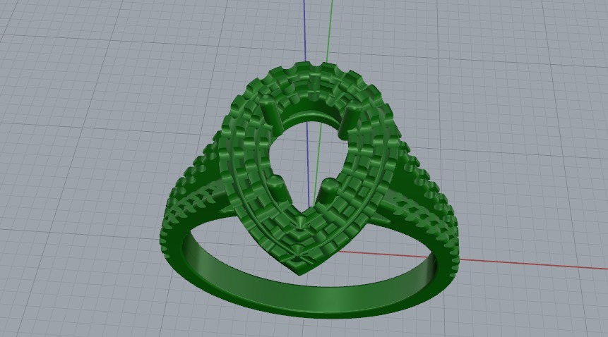 Ring with pear stone N011224 3D print model_2
