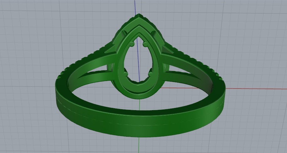 Ring with pear stone N011224 3D print model_4