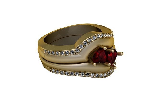 HEART DESIGN RUBY RING 3D PRINTABLE MODEL 3D print model