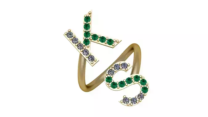 K S ALPHABET RING 3D PRINTABLE MODEL