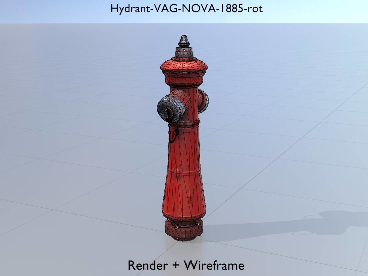 Hydrant VAG NOVA 1885 Red 2 Low-poly 3D model_8