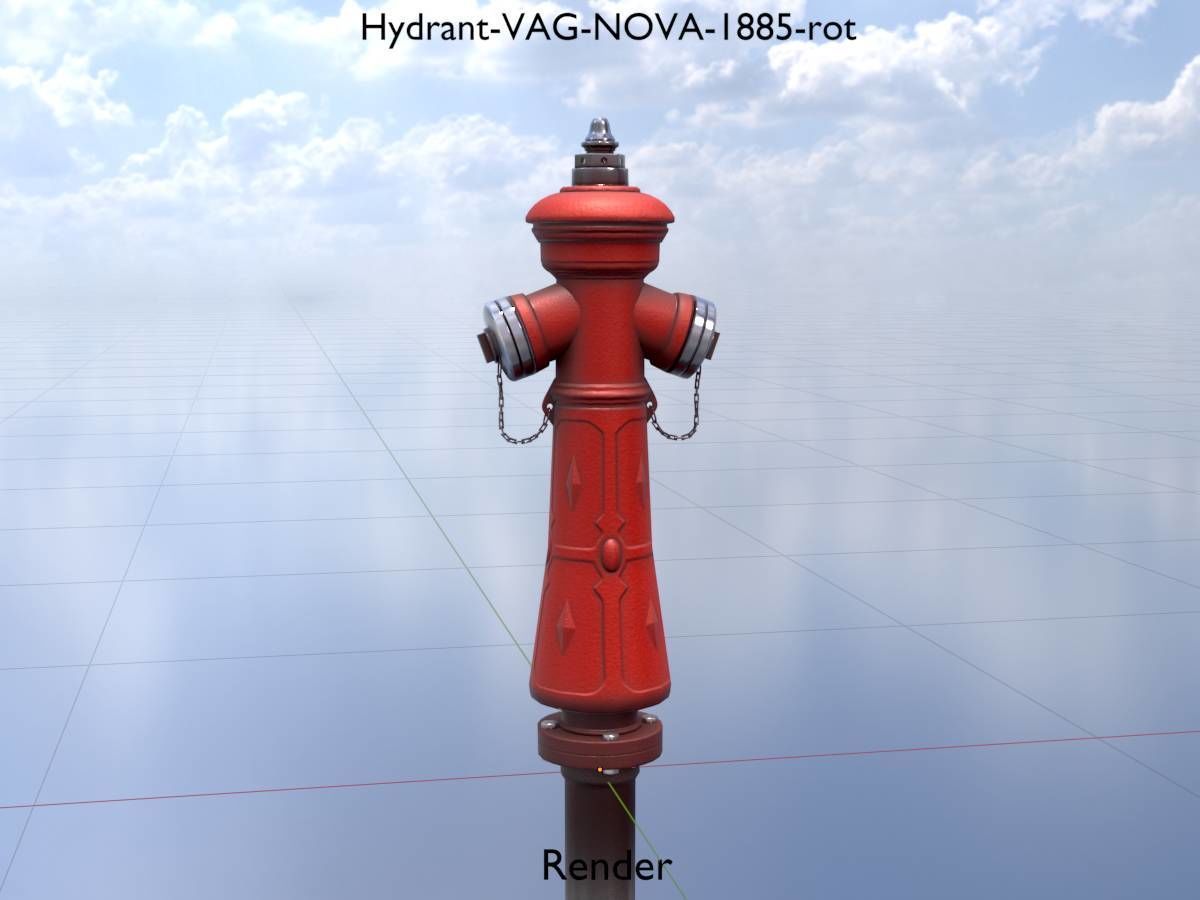 Hydrant VAG NOVA 1885 Red 2 Low-poly 3D model_2