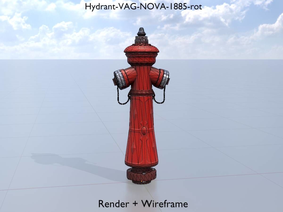 Hydrant VAG NOVA 1885 Red 2 Low-poly 3D model_10