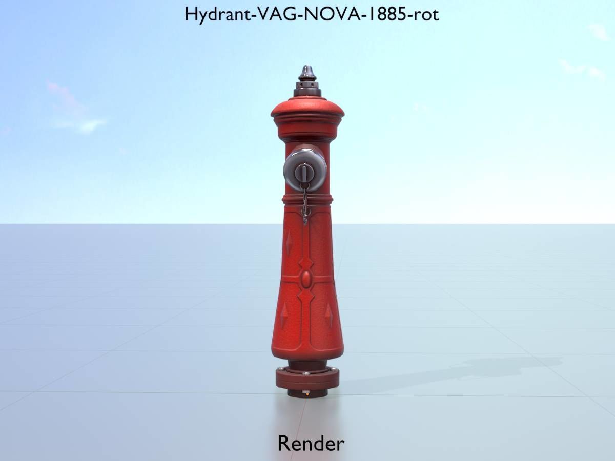 Hydrant VAG NOVA 1885 Red 2 Low-poly 3D model_16