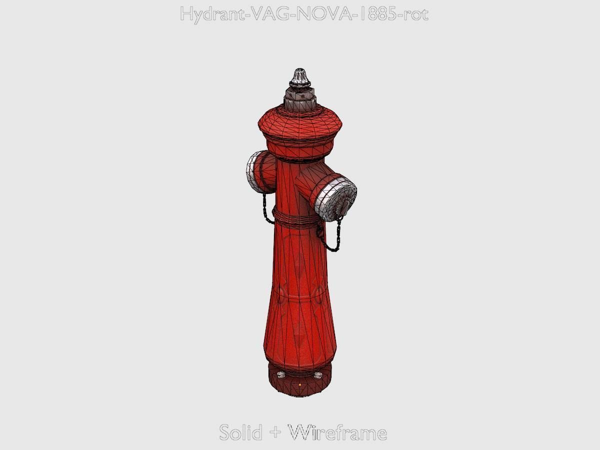 Hydrant VAG NOVA 1885 Red 2 Low-poly 3D model_11