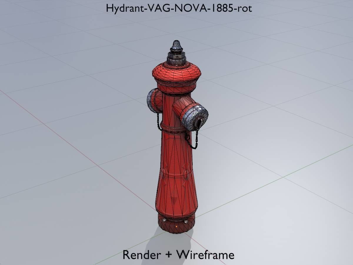 Hydrant VAG NOVA 1885 Red 2 Low-poly 3D model_9