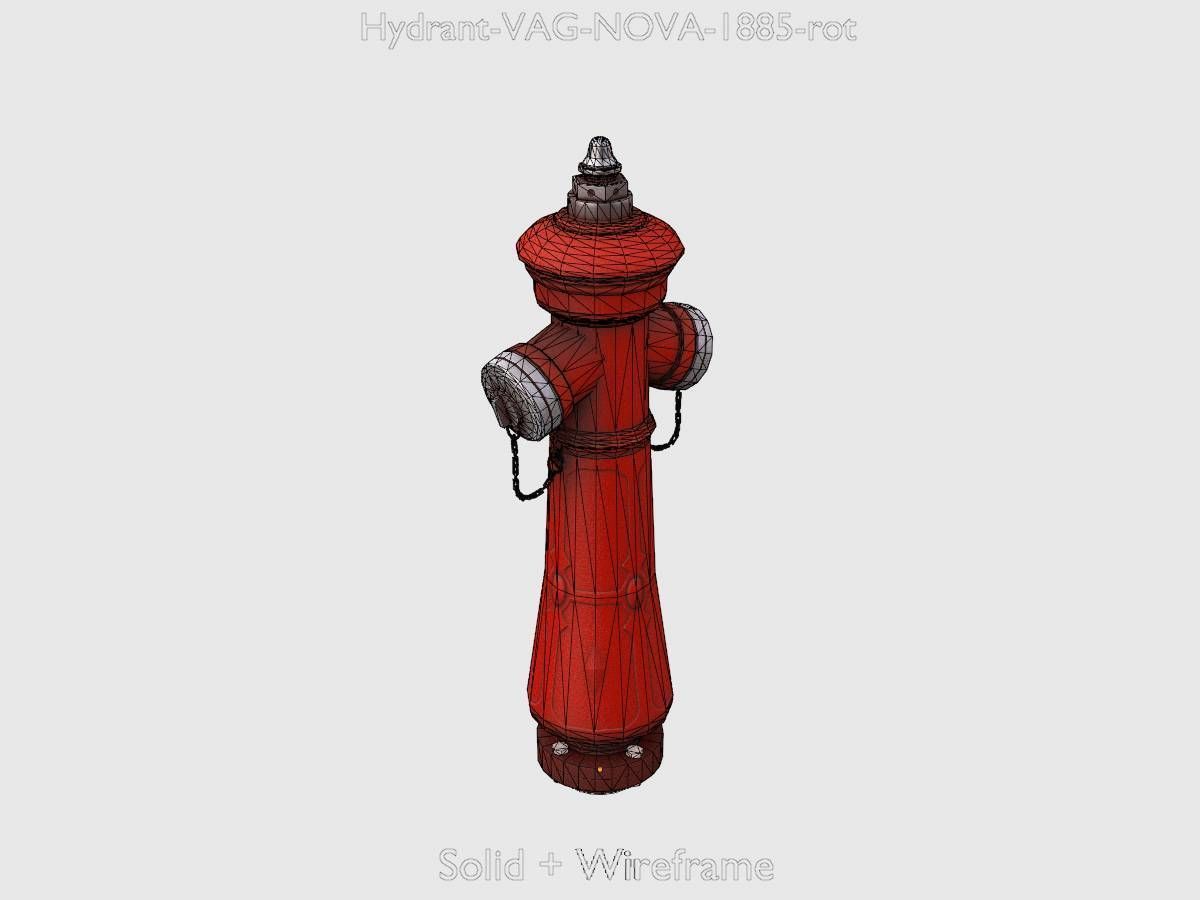 Hydrant VAG NOVA 1885 Red 2 Low-poly 3D model_12