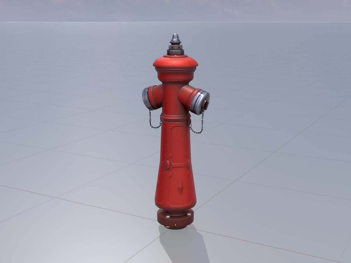 Hydrant VAG NOVA 1885 Red 2 Low-poly 3D model_5