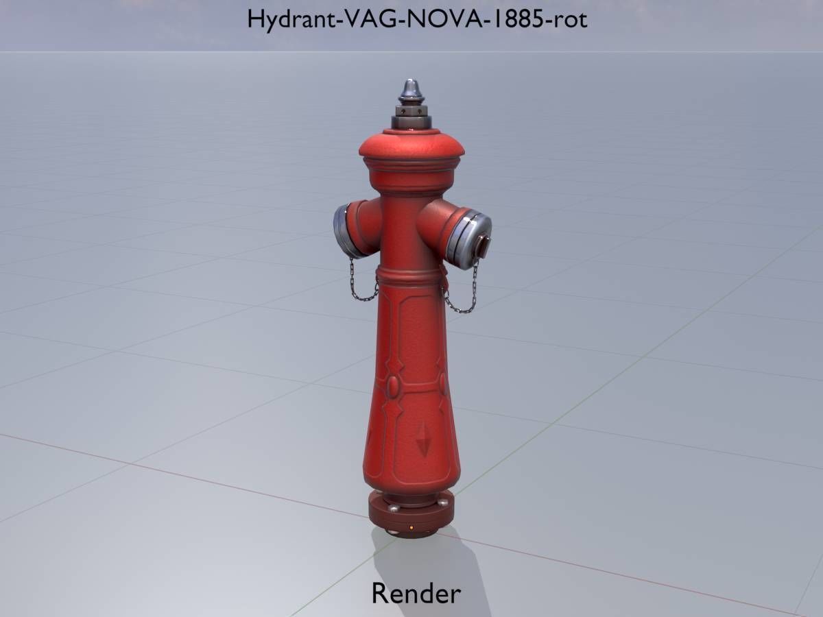 Hydrant VAG NOVA 1885 Red 2 Low-poly 3D model_17