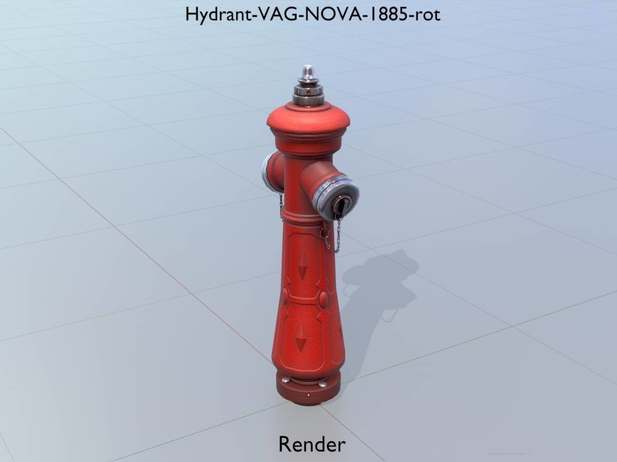 Hydrant VAG NOVA 1885 Red 2 Low-poly 3D model_15