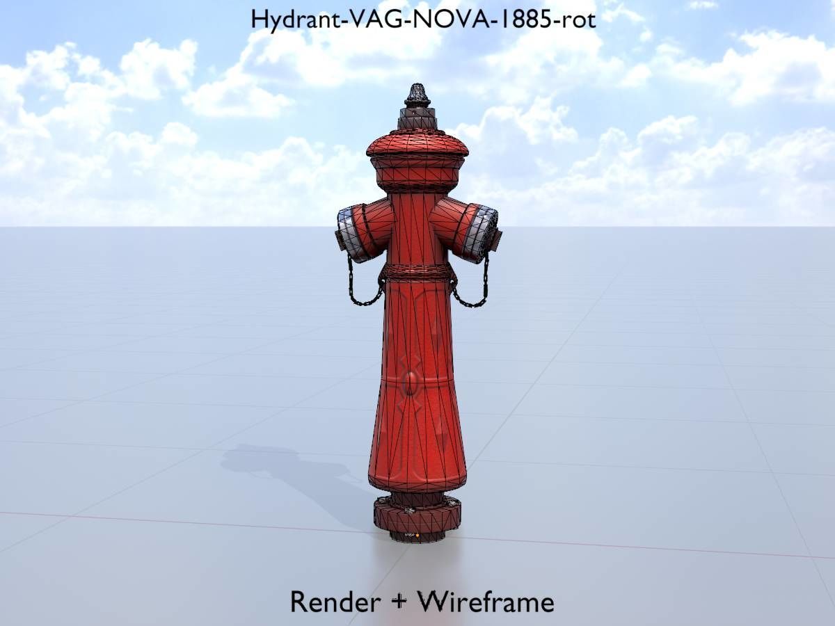 Hydrant VAG NOVA 1885 Red 2 Low-poly 3D model_7