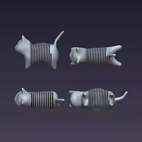 Spring Cat 3D Model Set  Flexible and Fun