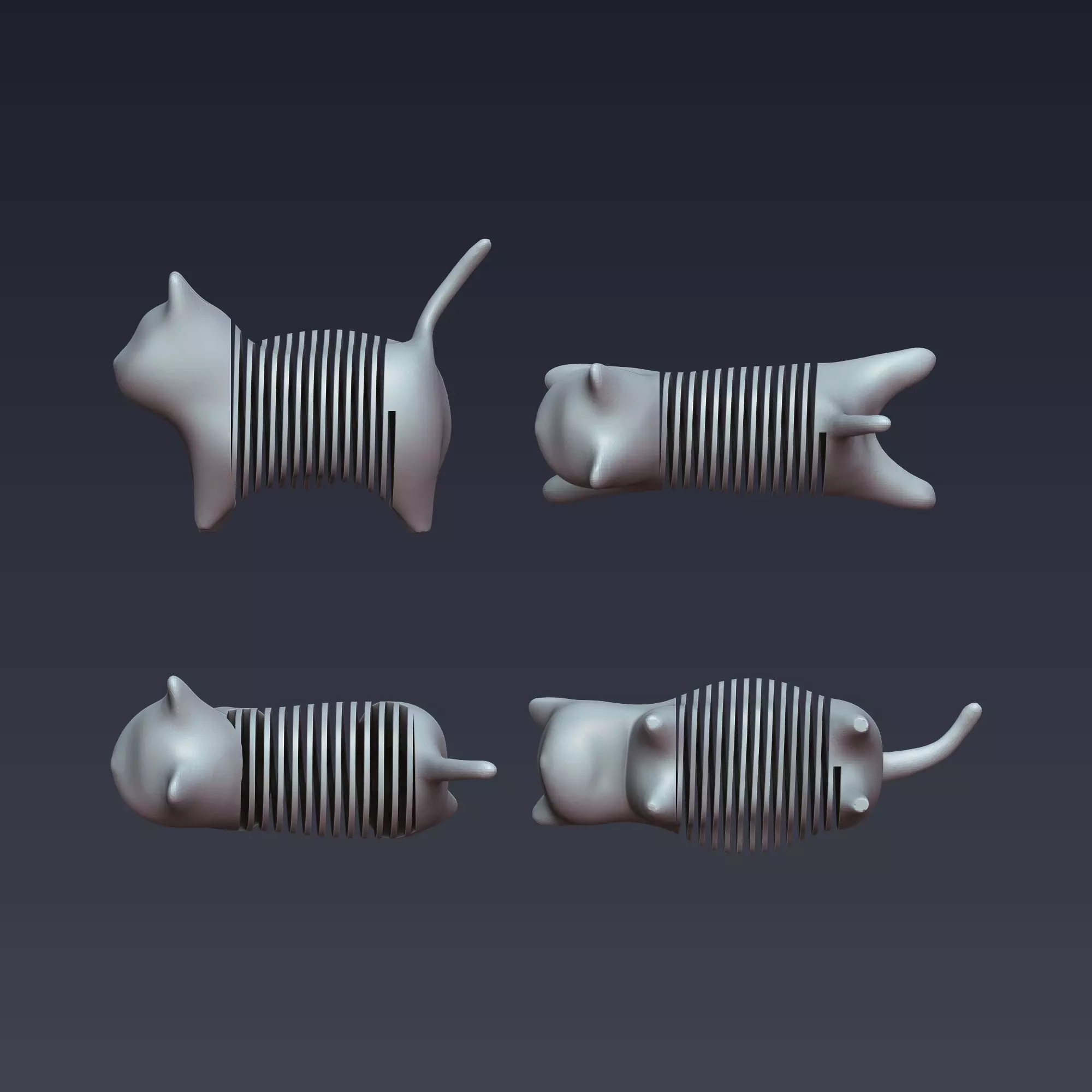 Spring Cat 3D Model Set Flexible and Fun 3D print model_0