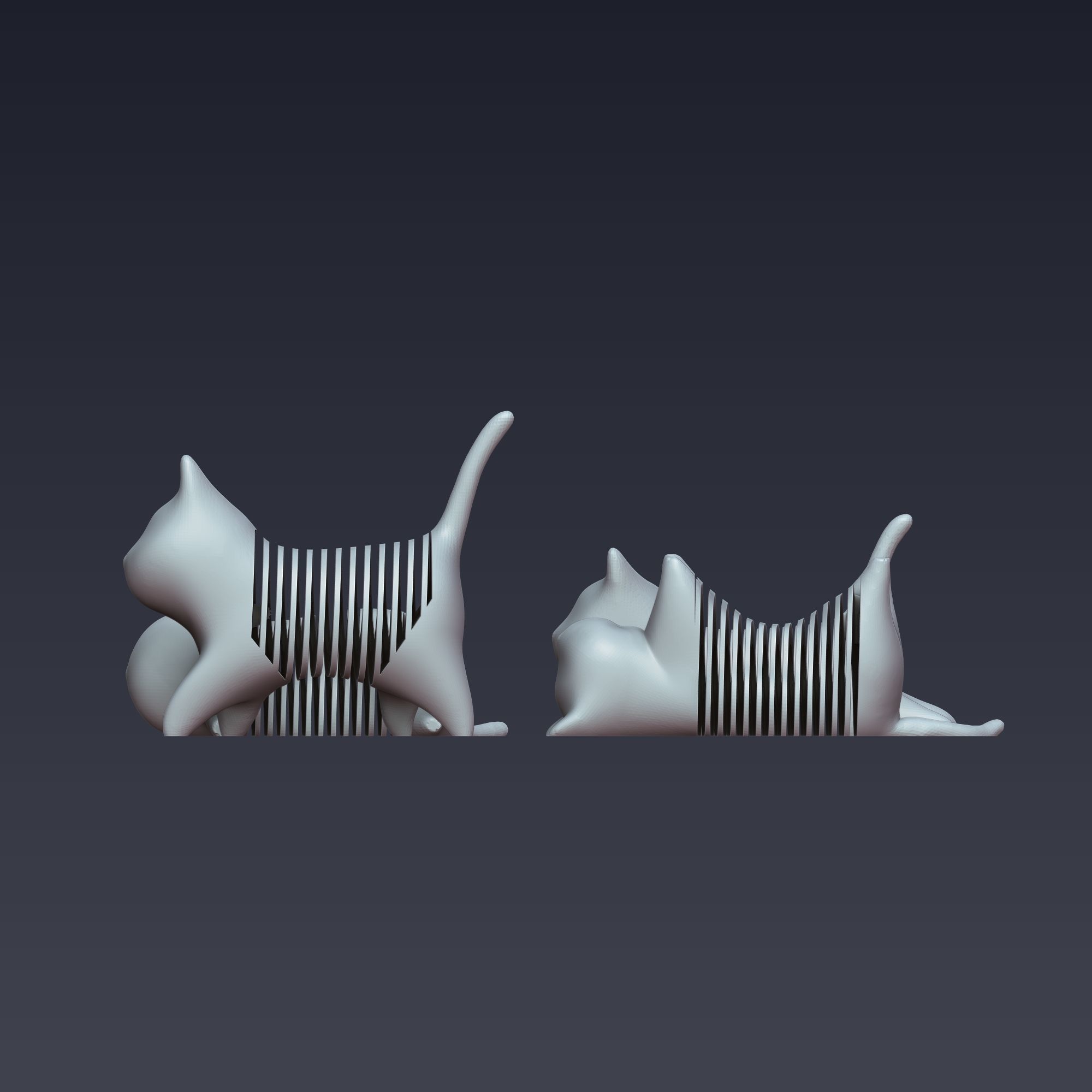 Spring Cat 3D Model Set Flexible and Fun 3D print model_1