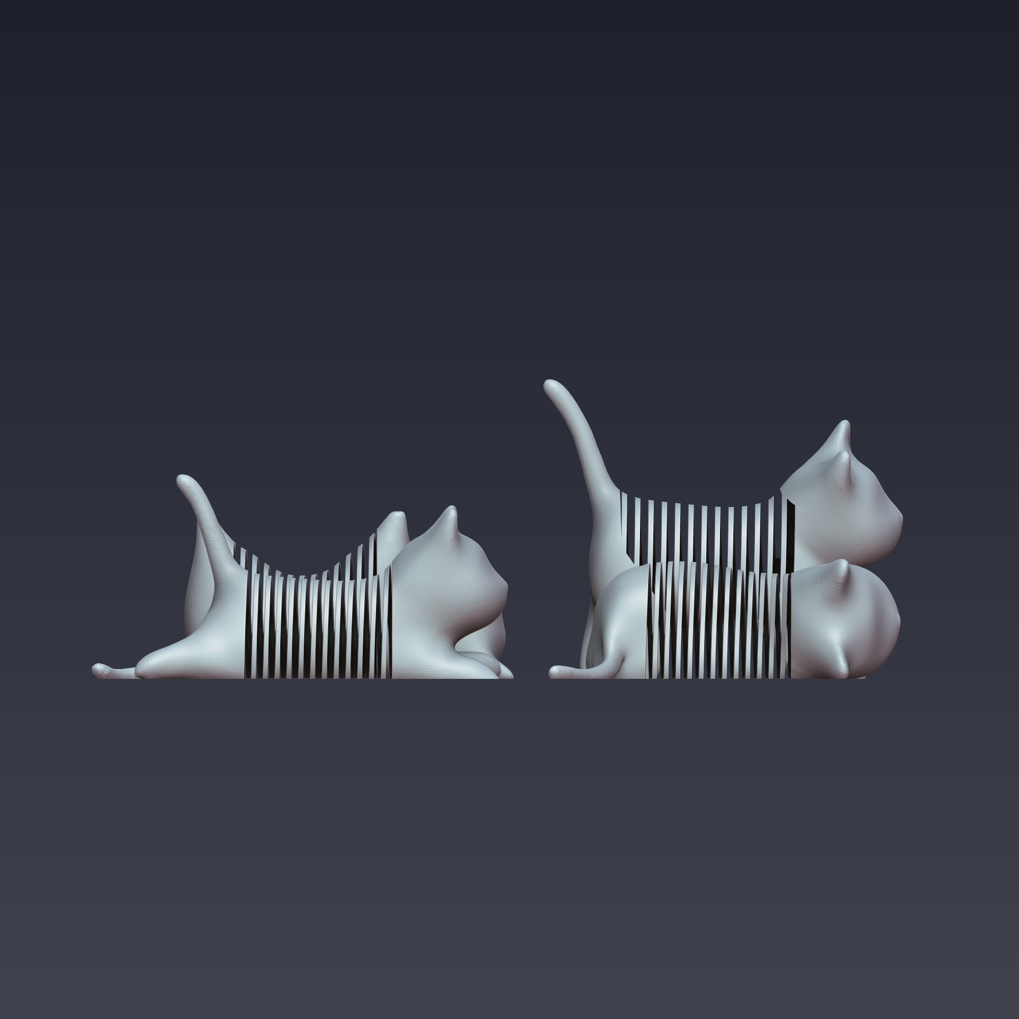 Spring Cat 3D Model Set Flexible and Fun 3D print model_3
