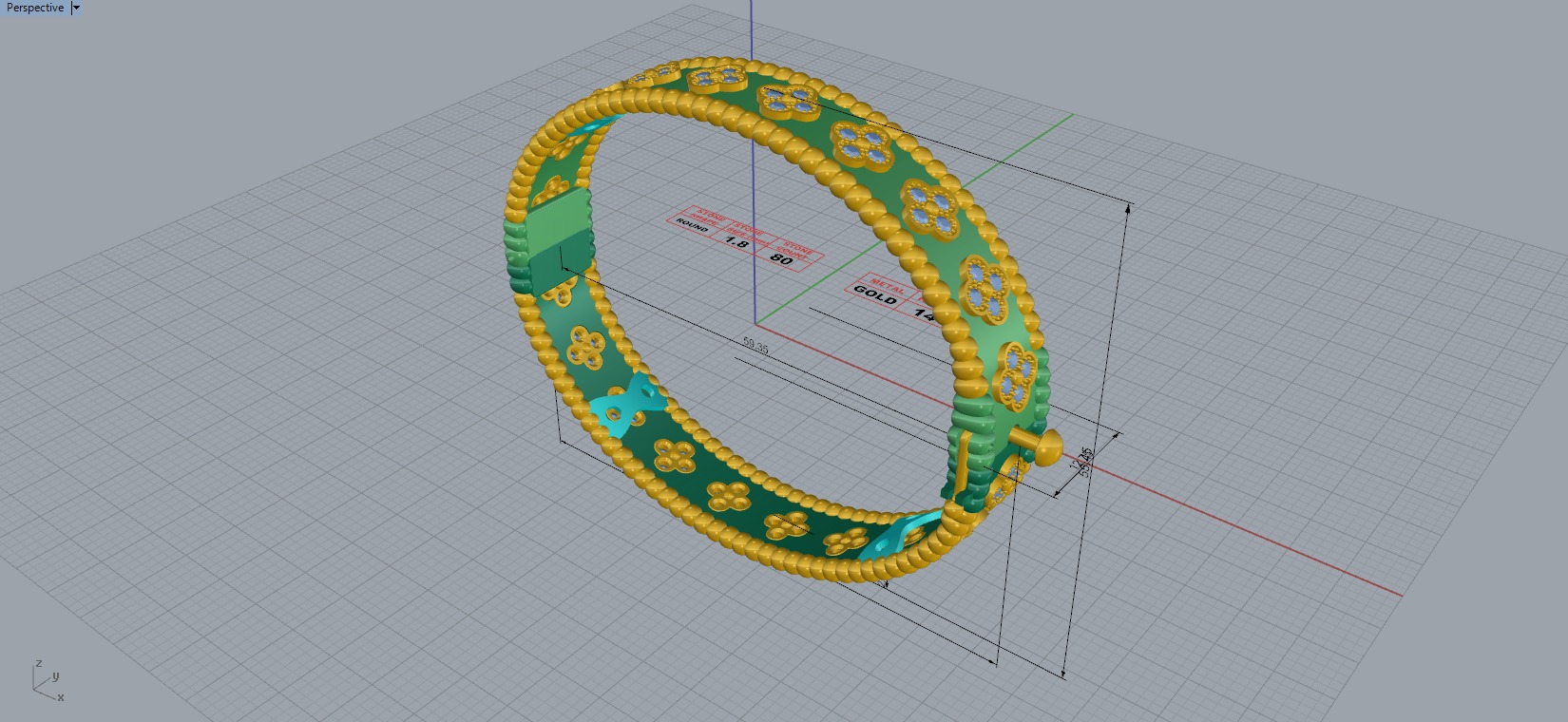 Van Cleef bracelet bangle 190mm 3D print model_11