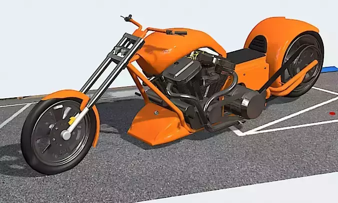 Pro Street V-Quad 250hp Chopper - High Poly 3D Model