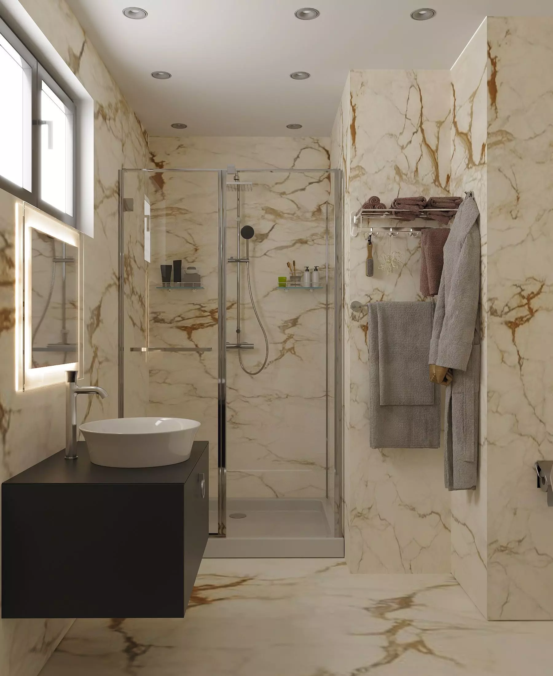 shower interior Low-poly 3D model_0