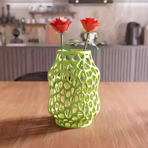 Futuristic Wireframe Vase - 054