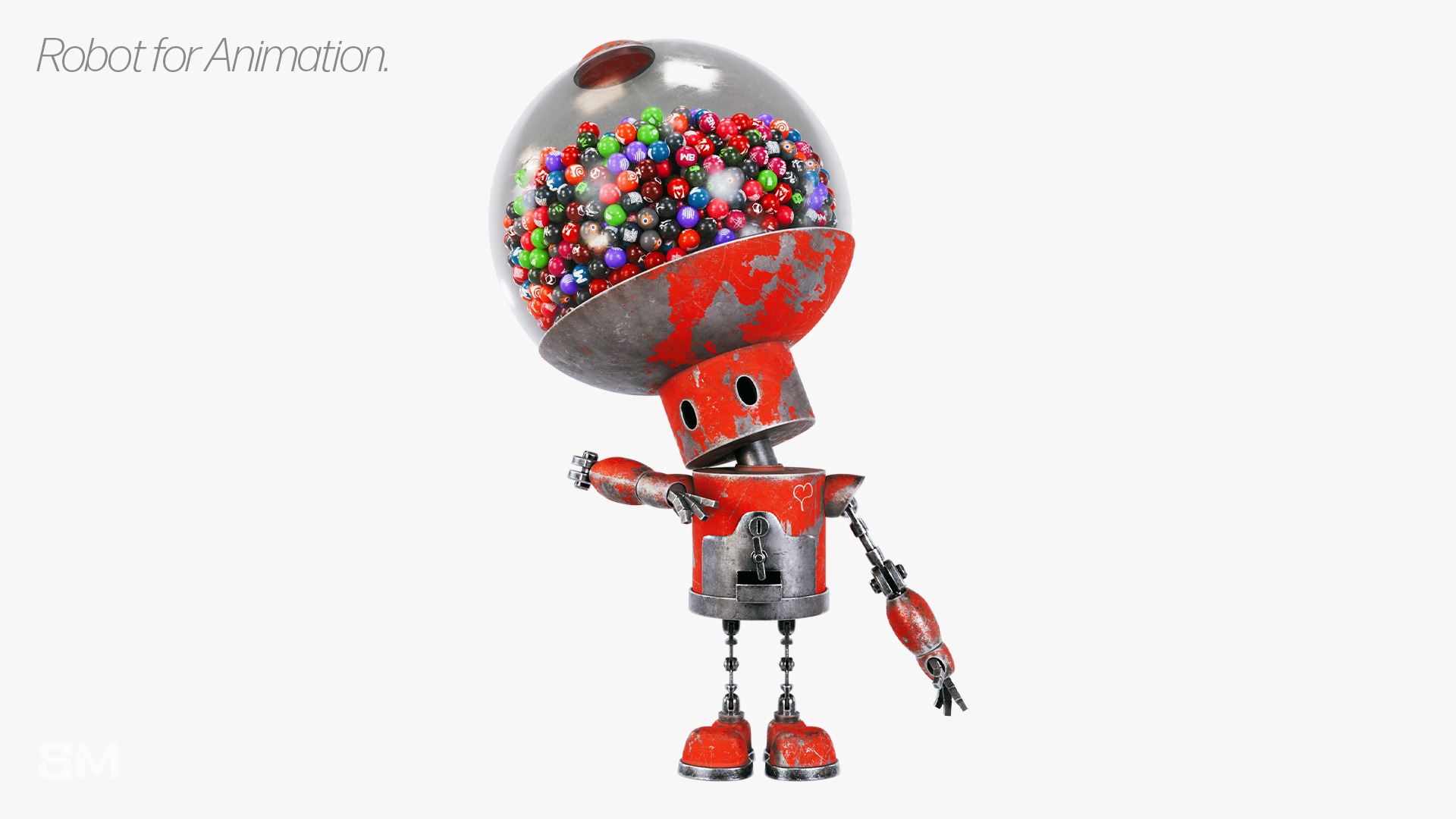 Robot with Rig for animation Low-poly 3D model_16