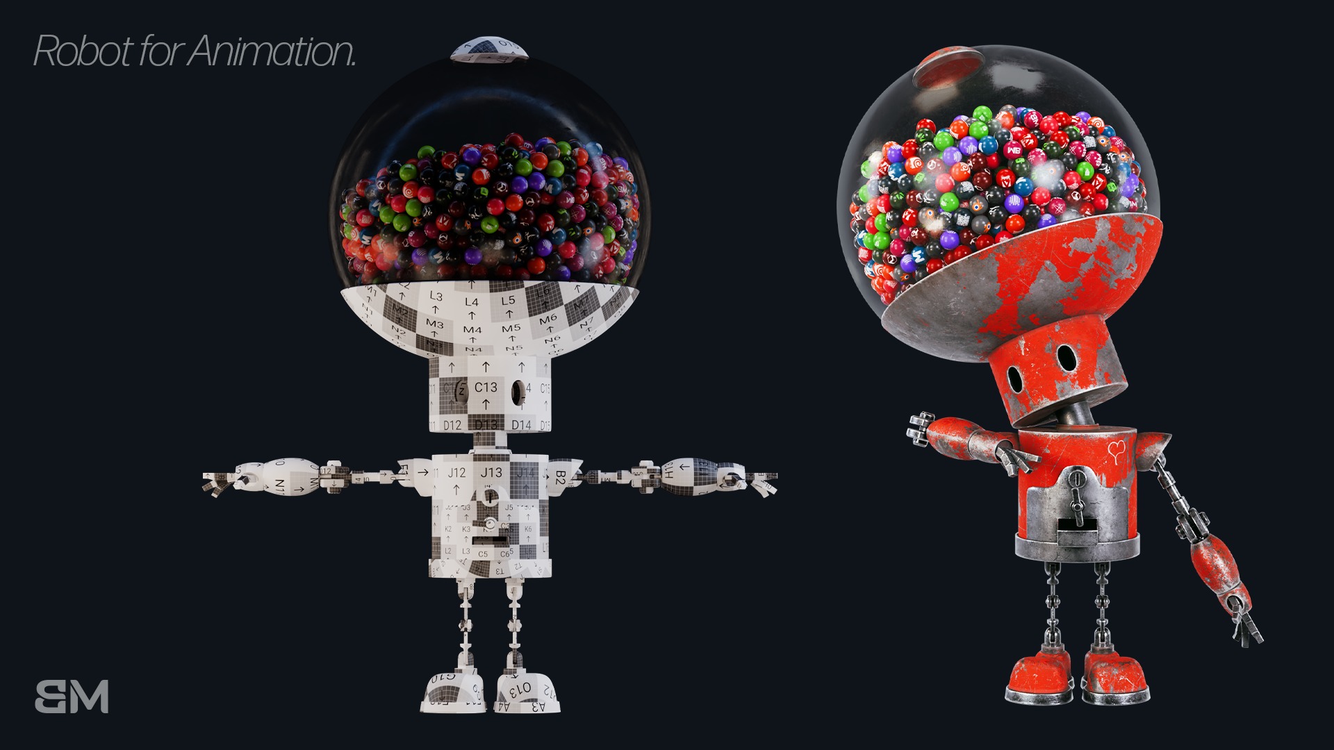 Robot with Rig for animation Low-poly 3D model_6